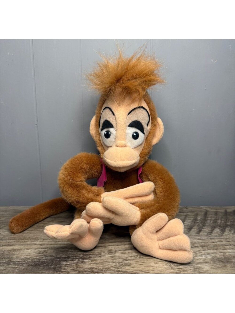 VTG '92 Disney Store Aladdin ABU Plush Monkey 12" Stuffed Animal w/ Velcro Hands